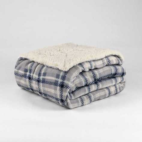 Coperta velluto sherpa Cuadro Aitor blu coperte-sherpa