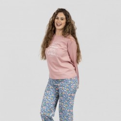 Pigiama lungo cotone Nadine rosa abbigliamento-da-casa