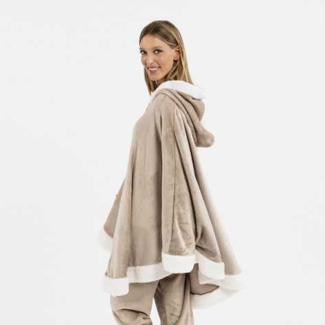 Coperta mantella con cappuccio beige abbigliamento-da-casa