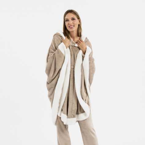 Coperta mantella con cappuccio beige abbigliamento-da-casa