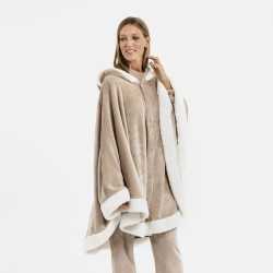 Coperta mantella con cappuccio beige abbigliamento-da-casa