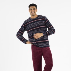 Pigiama pile coral uomo Justino bordeaux uomo