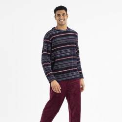 Pigiama pile coral uomo Justino bordeaux uomo