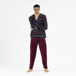 Pigiama pile coral uomo Justino bordeaux uomo