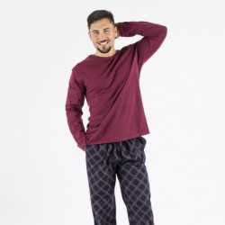 Pigiama uomo flanella Cuadro Friche bordeaux pijama-franela