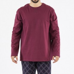 Pigiama uomo flanella Cuadro Friche bordeaux pijama-franela