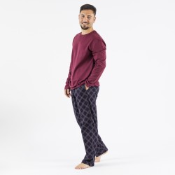 Pigiama uomo flanella Cuadro Friche bordeaux pijama-franela