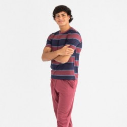 Pigiama lungo manica corta uomo Tadeo bordeaux pijama-manga-corta