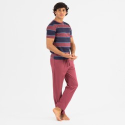 Pigiama lungo manica corta uomo Tadeo bordeaux pijama-manga-corta