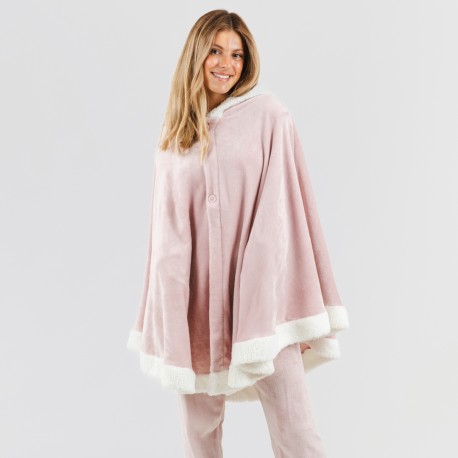 Coperta mantella con cappuccio rosa chiaro abbigliamento-da-casa