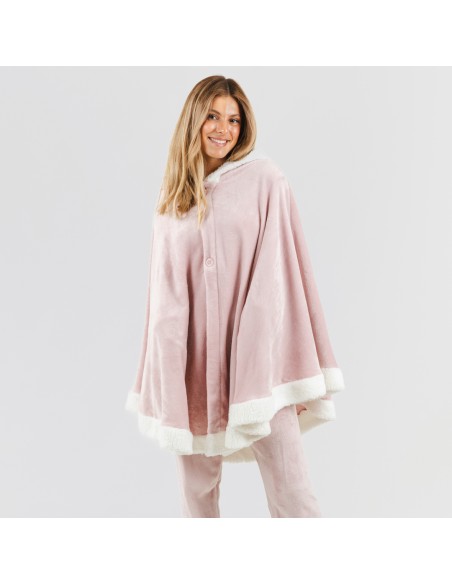 Coperta mantella con cappuccio rosa chiaro abbigliamento-da-casa