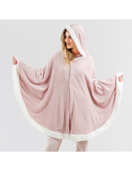 Coperta mantella con cappuccio rosa chiaro abbigliamento-da-casa