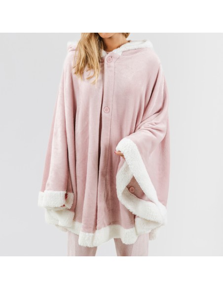 Coperta mantella con cappuccio rosa chiaro abbigliamento-da-casa