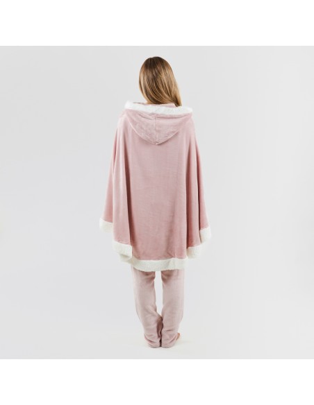 Coperta mantella con cappuccio rosa chiaro abbigliamento-da-casa