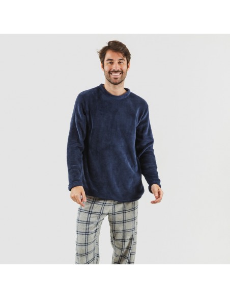 Pigiama pile coral uomo Cuadro Enrique blu navy casa