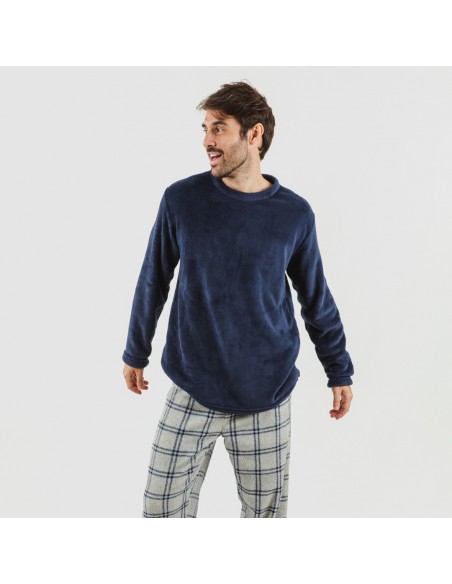 Pigiama pile coral uomo Cuadro Enrique blu navy casa