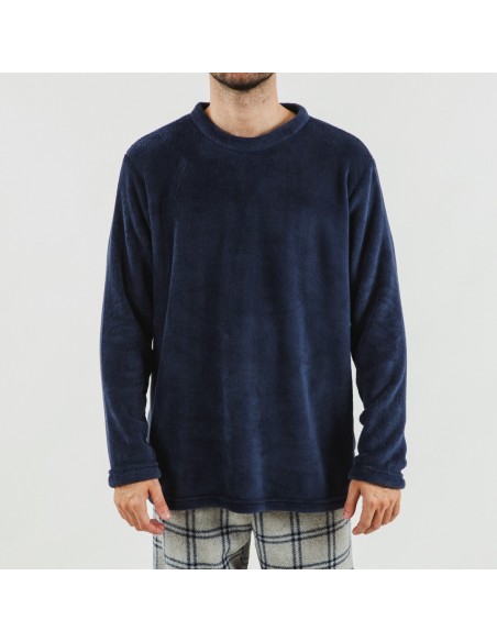 Pigiama pile coral uomo Cuadro Enrique blu navy casa