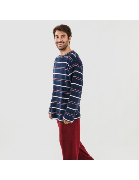 Pigiama pile coral uomo Lucio bordeaux casa