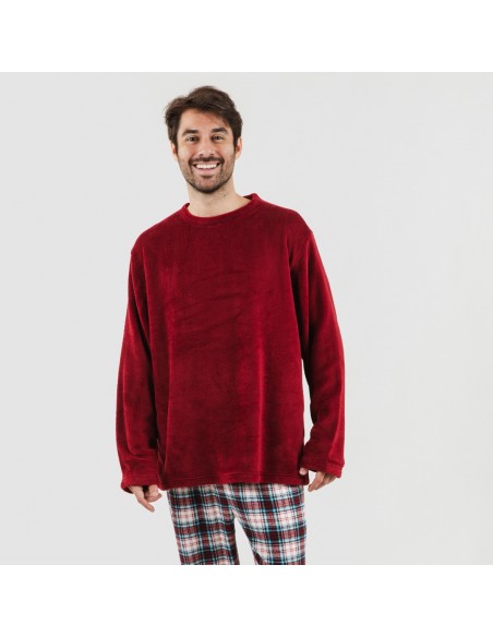 Pigiama pile coral uomo Cuadro Ernesto bordeaux casa