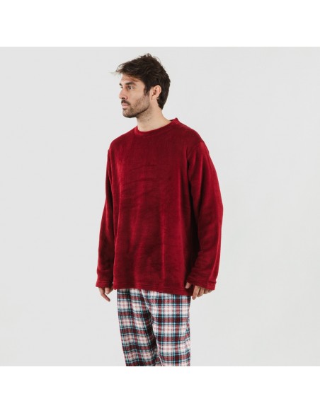 Pigiama pile coral uomo Cuadro Ernesto bordeaux casa