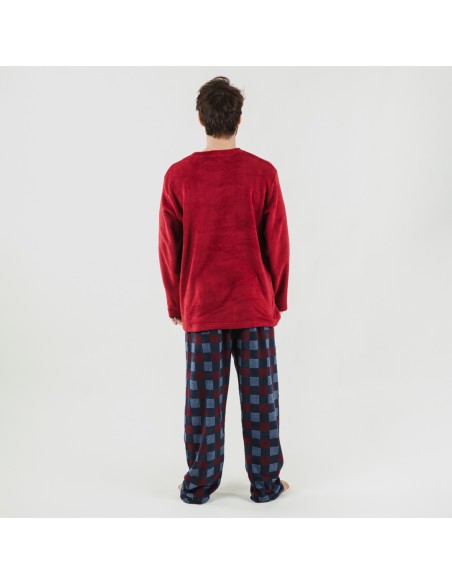 Pigiama pile coral uomo Blas bordeaux casa