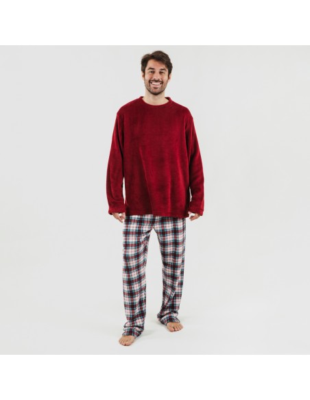 Pigiama pile coral uomo Cuadro Ernesto bordeaux casa