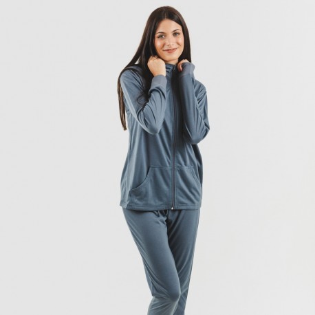 Set sportivo donna felpa con zip indaco abbigliamento-da-casa