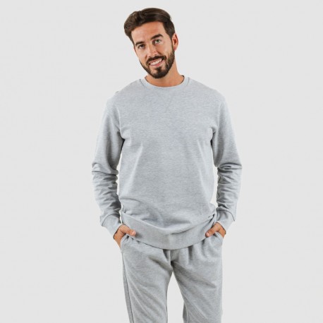 Set sportivo lungo uomo in cotone grigio misto abbigliamento-da-casa