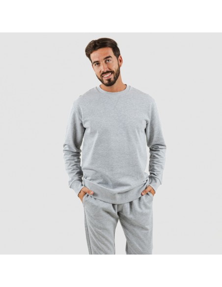 Set sportivo lungo uomo in cotone grigio misto abbigliamento-da-casa