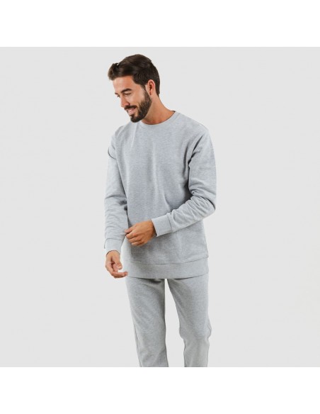 Set sportivo lungo uomo in cotone grigio misto abbigliamento-da-casa