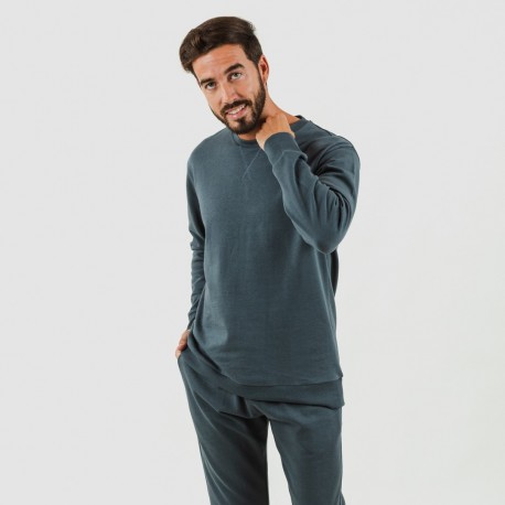 Set sportivo lungo uomo in cotone verde menta abbigliamento-da-casa