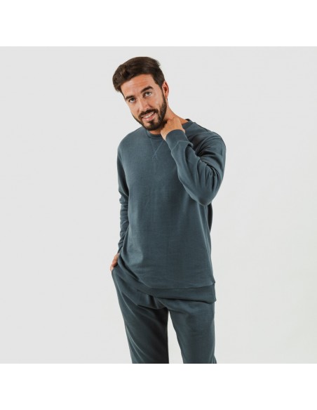 Set sportivo lungo uomo in cotone verde menta abbigliamento-da-casa