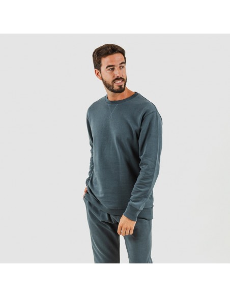 Set sportivo lungo uomo in cotone verde menta abbigliamento-da-casa