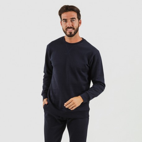 Set sportivo lungo uomo in cotone blu navy abbigliamento-da-casa