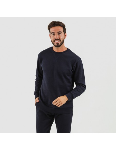 Set sportivo lungo uomo in cotone blu navy abbigliamento-da-casa