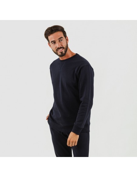 Set sportivo lungo uomo in cotone blu navy abbigliamento-da-casa