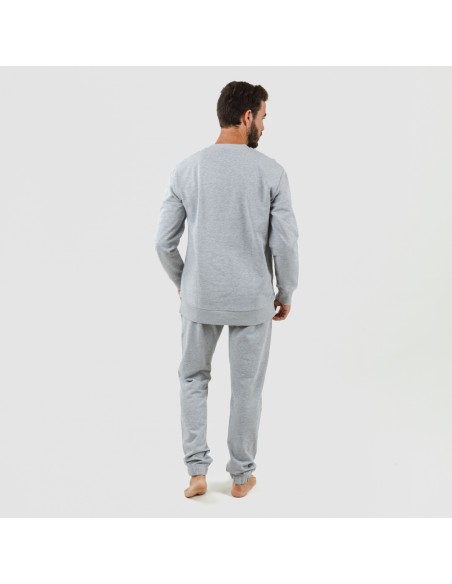 Set sportivo lungo uomo in cotone grigio misto abbigliamento-da-casa