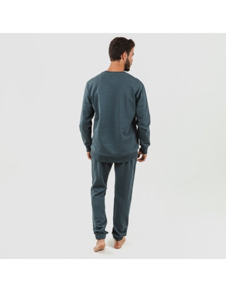 Set sportivo lungo uomo in cotone verde menta abbigliamento-da-casa