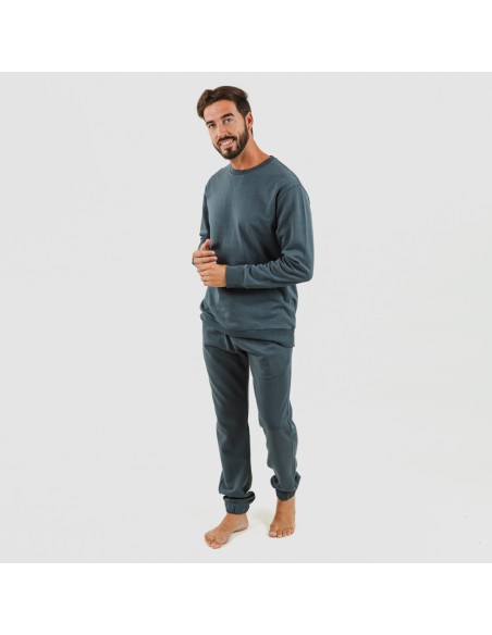 Set sportivo lungo uomo in cotone verde menta abbigliamento-da-casa