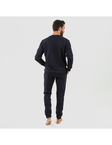 Set sportivo lungo uomo in cotone blu navy abbigliamento-da-casa