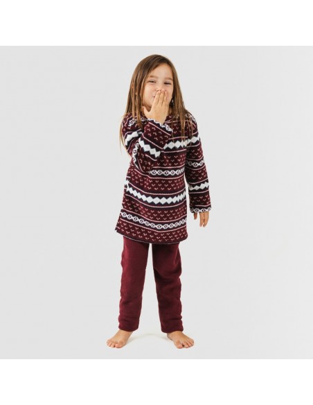 Pigiama pile coral bambina Cronos bordeaux pigiami-per-bambini