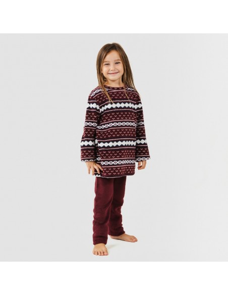 Pigiama pile coral bambina Cronos bordeaux pigiami-per-bambini