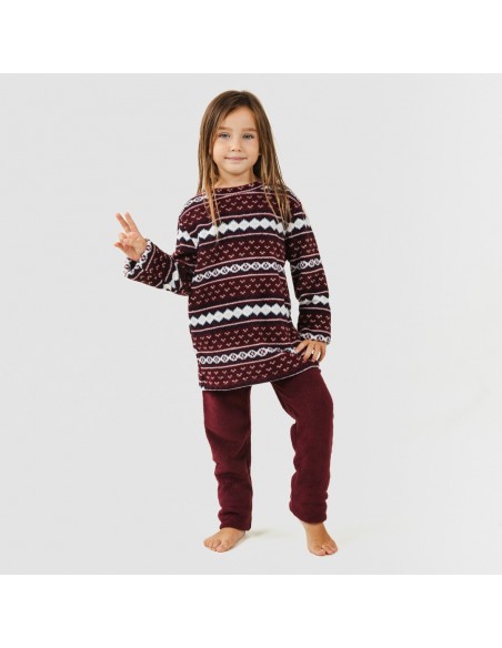 Pigiama pile coral bambina Cronos bordeaux pigiami-per-bambini