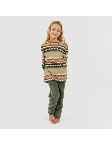 Pigiama pile coral bambina Vaduz verde militare pigiami-per-bambini