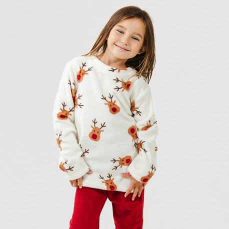 Pigiama pile coral bambina Rudolf bordeaux pigiami-per-bambini