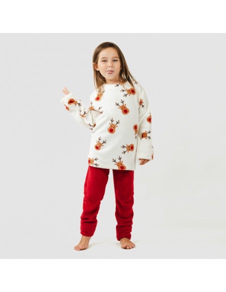 Pigiama pile coral bambina Rudolf bordeaux pigiami-per-bambini