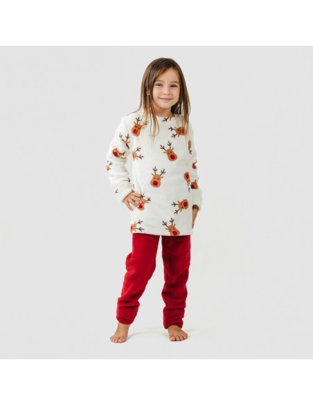 Pigiama pile coral bambina Rudolf bordeaux pigiami-per-bambini