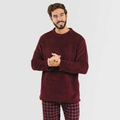 Pigiama pile coral uomo Cuadro Pruden bordeaux pigiama-lungo-da-uomo