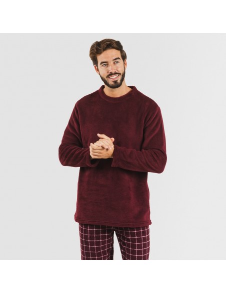 Pigiama pile coral uomo Cuadro Pruden bordeaux pigiama-lungo-da-uomo