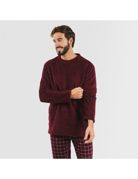 Pigiama pile coral uomo Cuadro Pruden bordeaux pigiama-lungo-da-uomo